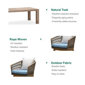 Ensemble de meubles de jardin modernes Express Garden, nouveau design, chaise en corde et table en teck pour salle à manger et utilisation en parc - Product Image 3