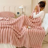 Couverture en fausse fourrure de lapin super douce 260 GSM, épaisse et moelleuse, pour canapé, lit, sieste, maison, hôtel, vente en gros
