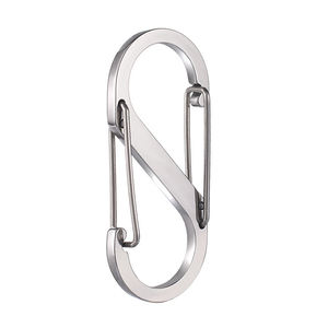 2022 Best seller 4# 5# S Type Silver Black Buckle Snap Hook Clip Key Holder Outdoor Loading Stainless Steel Carabiner