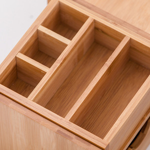 Bamboo Computer Monitor Stand With <b>Storage</b> <b>Drawer</b> Office Desk Organizer Rectangle Nan Bamboo 68x19x13cm Standing Type - Product Image 4