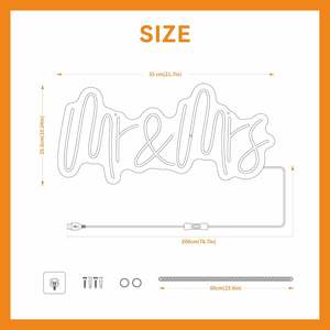 Letrero Luminoso de Neón Mr & Mrs para Decoración de Pared de Boda, Luz LED para Fiesta de Boda, Decoraciones de San Valentín, Alimentado por USB - Product Image 2