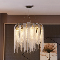 De luxe D'or En Aluminium Chaîne Gland Lustre Tricolore Salon Meubles Suspendus Éclairage Led Lustre