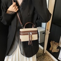 Tas Selempang Kotak Premium Warna Kontras Patchwork Tren Baru Musim Semi Musim Panas
