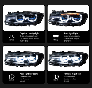 ไฟหน้า AURON สำหรับรถยนต์ซีรีส์ 3 รุ่น F34 ปี 2013-2020 สไตล์ Ikon 6000K สีเหลืองและสีขาว DRL 12V 36W ไฟหน้าใหม่ - Product Image 3