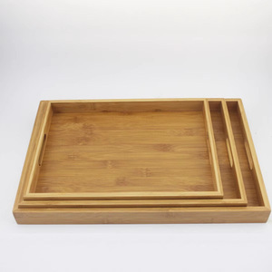 Bandeja de Servir Rectangular de Bambú con Asas para Té, Café, Uso en Hoteles, Color Amarillo Claro Sólido, Número de Pieza SB 250 - Product Image 4