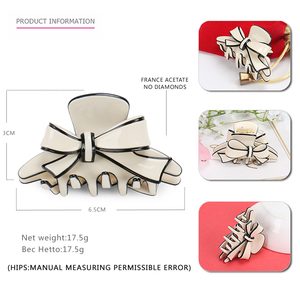 إكسسوارات الشعر الكلاسيكية بنمط فرنسا ، لون حلوى لطيف ، Bowknot Acetate للنساء - Product Image 3
