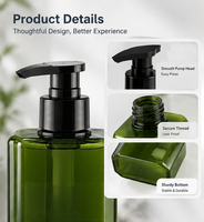 Flacon Distributeur de Savon Carré Rechargeable 300ml avec Pompe Moussante, Vide, Décalcomanie Personnalisée, en PET Mat, pour Shampooing, Taille Personnalisée