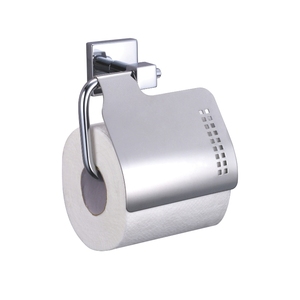 Porte-rouleau de papier toilette moderne LCM, base en alliage de zinc, rouleau en fer, couvercle en acier inoxydable SS304, chromé, montage mural, garantie 1 an - Product Image 1