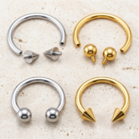 Kaishee Vente en gros Anneau fer à cheval en Titane G23 ASTM F136, Bijoux de piercing corporel pour sourcil, nez, oreille, tragus, cartilage, hélix