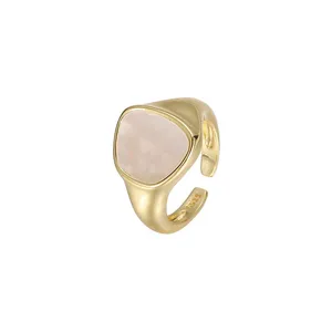 ANENJERY Classic Wedding Party Jewelry White Shell Rings Oval Ring Anniversary for Women Wholesale