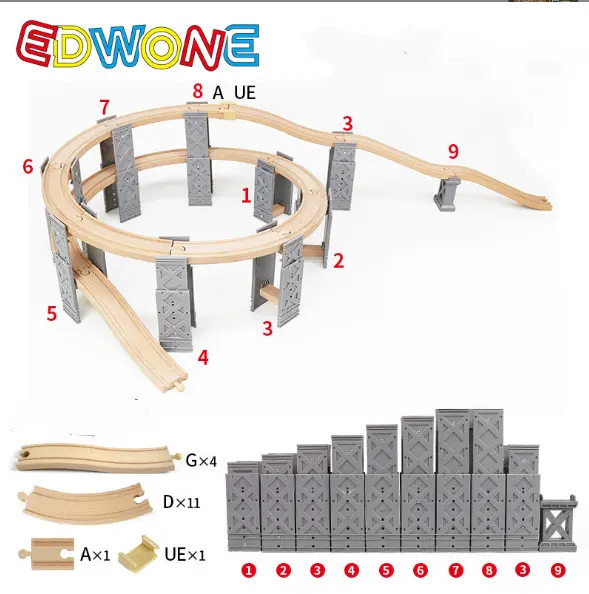Wooden Train Track 24pcs, Track Expansion Compatible with All Major Brands Toddler Railway Toy Train Set Boys Train Set 3+