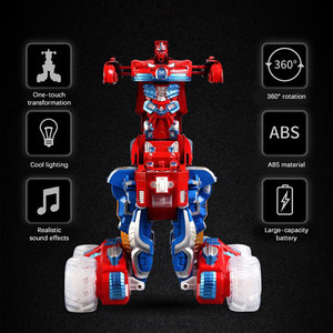 新しい到着子供の電気ロボット変形スタントリモコン車のおもちゃワンボタン音楽と光で変身 - Product Image 5