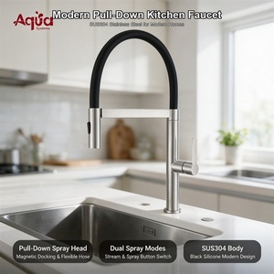 Robinet de cuisine en acier inoxydable avec douchette extractible, mitigeur pour évier - Product Image 1