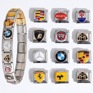 Bracelet Unisexe en Acier Inoxydable Modulaire Élastique avec Logo de Voiture Italien, Bijou Cadeau - Product Image 1