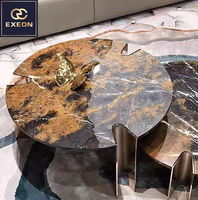 Table basse de salon de luxe minimaliste italienne moderne en marbre naturel Table basse de salon ronde de villa haut de gamme