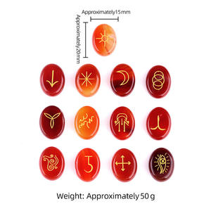 Natural <strong>Alphabet</strong> <strong>Witch</strong> Symbol Semi-Precious Gemstone Carved Engraving Crystal Agate Rune for Reiki - Product Image 3
