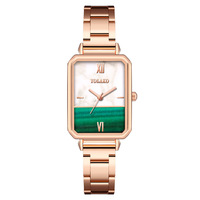 Jam Tangan Wanita Little Green Ramah Lingkungan, Modis, Terlaris di Pasar Ekspor, Bentuk Persegi Panjang, Tali Akrilik Patchwork, Quartz Alloy