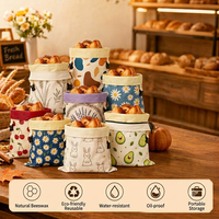 Pochette de rangement en tissu de coton double couche, lavable, réutilisable, de qualité alimentaire, avec cire d'abeille, faible MOQ, OEM