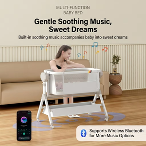 Cuna Eléctrica Inteligente para Bebés, <span class=keywords><strong>Cama</strong></span> <span class=keywords><strong>Colecho</strong></span> con 5 Velocidades de Balanceo Horizontal, Cuna para Bebés con Música Bluetooth y Control Remoto Inteligente - Product Image 2