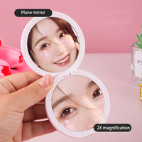 Miroir de poche pliable double face personnalisé Zonyin avec logo, mini miroir compact rose pour le maquillage et les voyages avec grossissement 2x