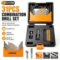 COOFIX CFA-07023 Kit de 31 embouts de perçage combinés HSS, embouts de tournevis pour le bois, le métal, la maçonnerie et le bricolage