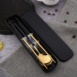 ชุดช้อนส้อมสแตนเลส 304 พกพาสะดวก ดีไซน์ทันสมัย สไตล์เกาหลี สีทอง พร้อมกล่องใส่ สำหรับการตั้งแ<span class=keywords><strong>คม</strong></span>ป์และการเดินทาง - Product Image 3