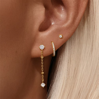 18 Karat vergoldet Pure 925 Sterling Silber Korean Fashion Zircon Mini Asymmetrische Blumen form Ohr stecker für Frauen Mädchen