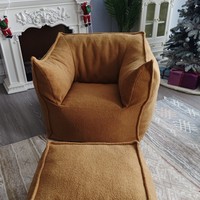 Fauteuil pouf moderne en velours pour salon, housse amovible, rembourrage en mousse déchiquetée, design une place