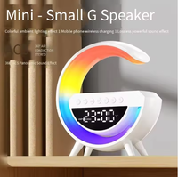 3401Big G MQ Mini Haut-parleur audio sans fil avec chargeur, réveil, lumière d'ambiance, système sonore de bureau multifonction