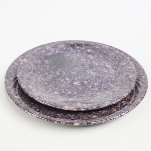 Plato Redondo de Melamina Ecológico de 10 Pulgadas, Personalizado con Grabado Floral, Resistente a los Golpes, Juego de Vajilla con Plato con Diseño de Marmoleado - Product Image 3