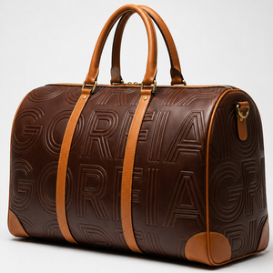 Bolso de Viaje Deportivo de Fin de Semana de Gran Capacidad, de Cuero Vegano con Logotipo de Marca Original en Relieve, de Lujo y Personalizado - Product Image 3