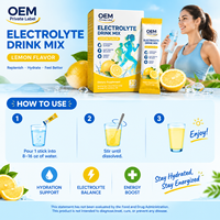 Bubuk Elektrolit untuk Wanita dan Pria, Mendukung Hidrasi, Keseimbangan Elektrolit, Energi Tahan Lama, Rasa Lemon, 30 Sachet, OEM HALAL