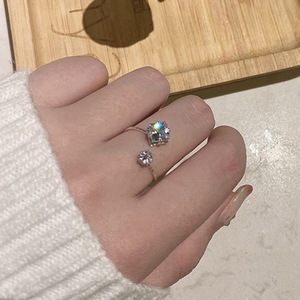 Korean and Japanese style gentle luxury sparkling rhinestone <b>adjustable</b> <b>ring</b>, ins minimalist design, index finger <b>ring</b> band. - Product Image 2