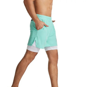 Pantalones Cortos Deportivos de Doble Capa Verde Menta, de Secado Rápido, Elásticos y Transpirables, 2 en 1, para Correr, Gimnasio, Entrenamiento, con Bolsillo Interior para Teléfono, para Adultos y Atletas - Product Image 3