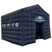 Tente de fête gonflable noire pour discothèque, tente gonflable en forme de cube, discothèque gonflable