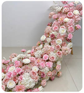 زهور اصطناعية عالية الجودة مخصصة بطول 2 متر، صف زهور وردي وأبيض وأحمر، مفارش طاولة زهور، قوس زهور اصطناعية للزفاف - Product Image 3