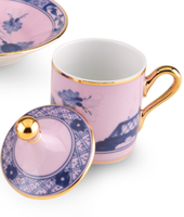 Ensemble de tasses à thé en céramique à motifs vintage avec couvercle, design bicolore pour la décoration de la maison, les fêtes, la vaisselle quotidienne