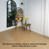 Maison pour oiseaux en bois massif naturel et acier inoxydable, cage à oiseaux de luxe DIY de grande taille avec fermeture à bouton doré pour perroquets
