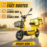 Vélo électrique de livraison CE 72V 500-800W, batterie amovible 12/20Ah, autonomie 45-75km, scooter pour livraison de nourriture