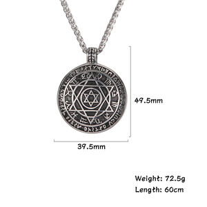 Seal salomone stella a sei punte 12 segno zodiacale ciondolo stereoscopico esagramma collane da uomo in acciaio inossidabile - Product Image 3