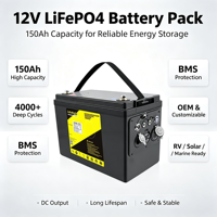 Baterai Lithium Lifepo4 12 8V 150Ah dengan Masa Pakai Panjang untuk Peralatan Kelautan dan Proyek Penyimpanan Energi Surya Rumah Tangga