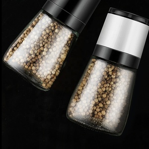 <span class=keywords><strong>Moulin</strong></span> à poivre rond en verre <span class=keywords><strong>moulin</strong></span> à épices avec lames en céramique et salière et poivrière à grossièreté réglable - Product Image 2