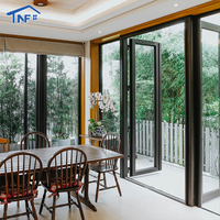 Penjualan Terbaik pintu Perancis desain Modern kaca Tempered aluminium bingkai sempit celah masuk tirai kaca terbuka untuk vila