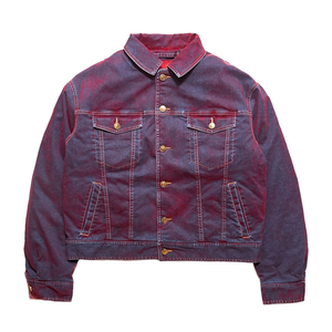 Vente <span class=keywords><strong>en</strong></span> gros <span class=keywords><strong>Veste</strong></span> denim flocage <span class=keywords><strong>rouge</strong></span> personnalisée pour hommes <span class=keywords><strong>Veste</strong></span> cargo à manches longues et col écarté, simple boutonnage - Product Image 4