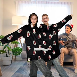 YUIQPKJX Sudadera con capucha para parejas, sudadera de franela con estampado de palomitas de maíz, talla grande, disfraz de Halloween unisex para la familia - Product Image 3