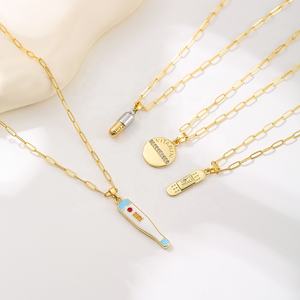 Kalung liontin tali kulit klasik, perhiasan kalung liontin dokter Suster, pil vitamin Syringe - Product Image 3