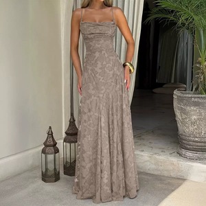 Elegant <b>White</b> Floral <b>Lace</b> Backless Maxi Dress Spaghetti Straps <b>Lace</b> Up Formal Wedding Bridesmaid Evening Gown - Product Image 2