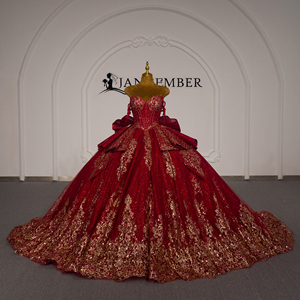 Vestido de Quinceañera Xybb04-Pz Borgoña Real con Apliques, Cintura Natural, Escote Corazón, Cola Capilla, Largo hasta el Suelo, Estilo Princesa - Product Image 2