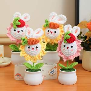 Juguete para regalo para niños, muñeco Animal hecho a mano, flor <span class=keywords><strong>de</strong></span> ganchillo, conejo, maceta pequeña, <span class=keywords><strong>hilo</strong></span> <span class=keywords><strong>de</strong></span> <span class=keywords><strong>lana</strong></span> tejido, Accesorios <span class=keywords><strong>de</strong></span> escritorio para dormitorio - Product Image 3