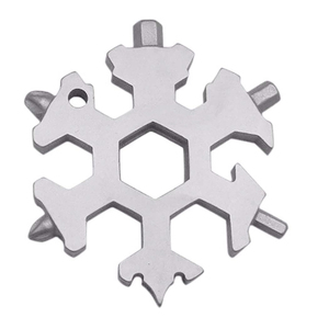 Outil multifonction flocon de neige 18-en-1 en acier inoxydable avec porte-clés, tournevis, ouvre-bouteille, portable pour l'extérieur - Product Image 5